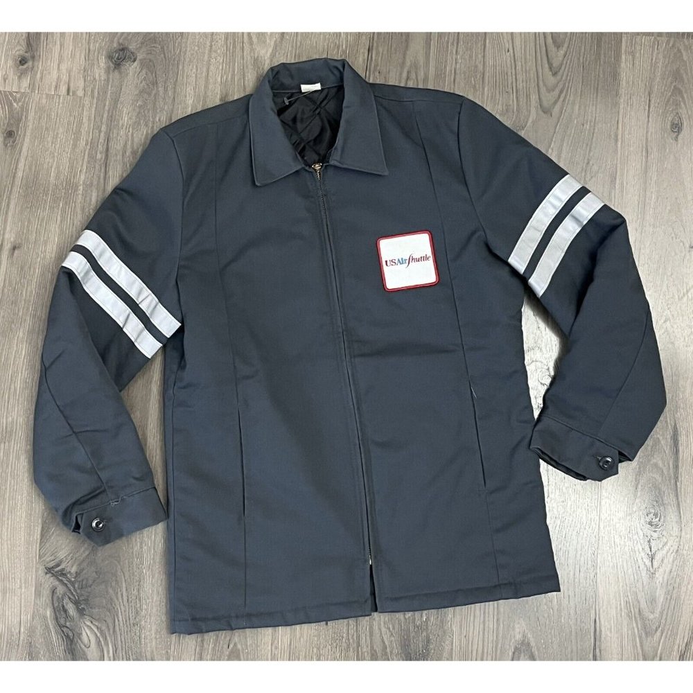 Vintage US Air Shuttle Jacket Mens Small Reflective Airplane Airlines Patch